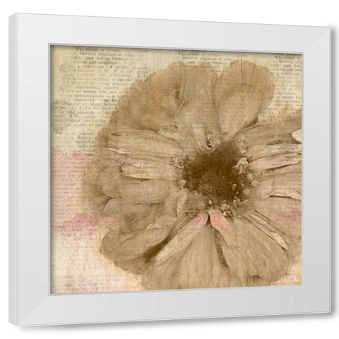 Newspaper Floral 1 White Modern Wood Framed Art Print by Allen, Kimberly