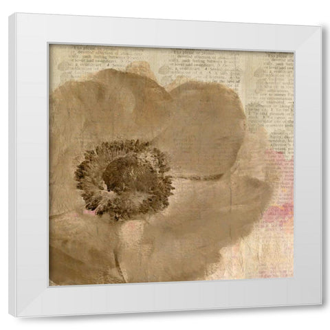 Newspaper Floral 2 White Modern Wood Framed Art Print by Allen, Kimberly