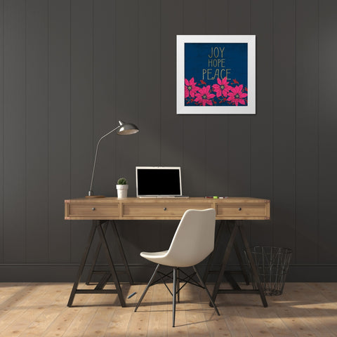 JOY HOPE PEACE White Modern Wood Framed Art Print by Kimberly, Allen