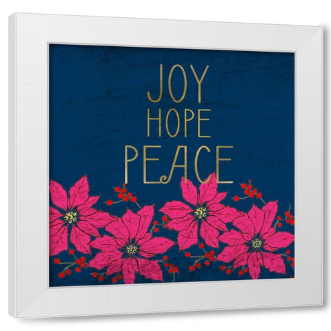 JOY HOPE PEACE White Modern Wood Framed Art Print by Kimberly, Allen