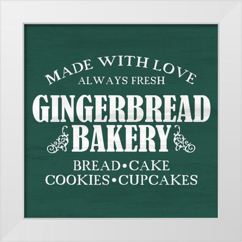 Gingerbread Bakery White Modern Wood Framed Art Print by Kimberly, Allen