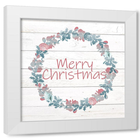 Sea Shell Wreath White Modern Wood Framed Art Print by Kimberly, Allen