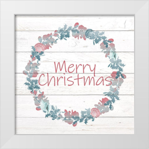 Sea Shell Wreath White Modern Wood Framed Art Print by Kimberly, Allen
