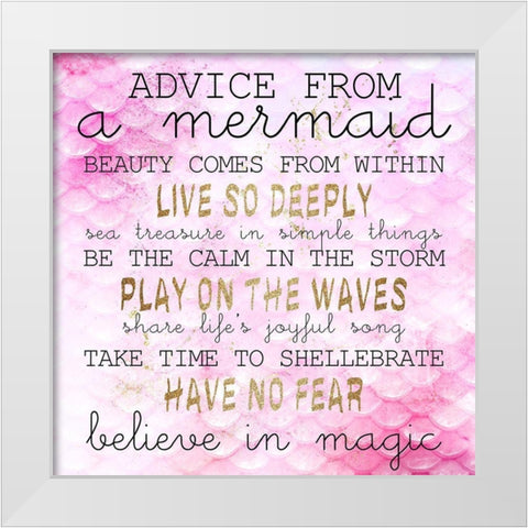 Advice From a Mermaid White Modern Wood Framed Art Print by Kimberly, Allen