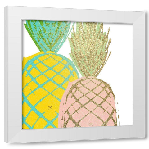 Pineapple Bright 1 White Modern Wood Framed Art Print by Kimberly, Allen