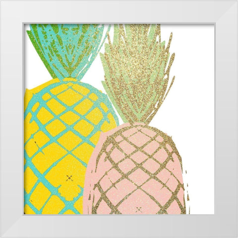 Pineapple Bright 1 White Modern Wood Framed Art Print by Kimberly, Allen