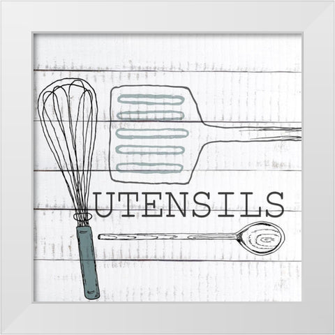 Utensils White Modern Wood Framed Art Print by Kimberly, Allen