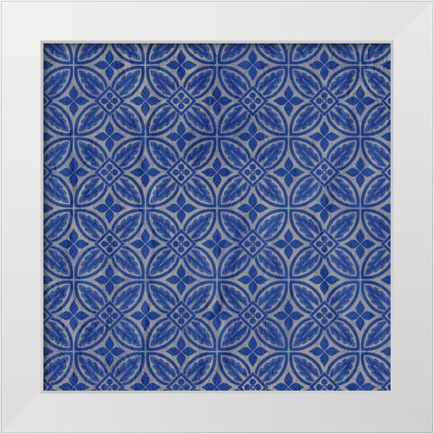 Blue Patterned 1 White Modern Wood Framed Art Print by Kimberly, Allen