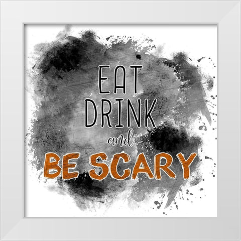 Eat Drink White Modern Wood Framed Art Print by Kimberly, Allen