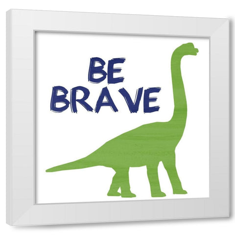 Brave Dino 1 White Modern Wood Framed Art Print by Kimberly, Allen