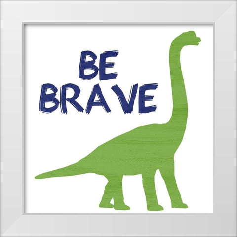 Brave Dino 1 White Modern Wood Framed Art Print by Kimberly, Allen