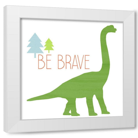 Dino Brave 1 White Modern Wood Framed Art Print by Kimberly, Allen