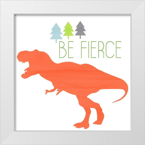 Dino Brave 3 White Modern Wood Framed Art Print by Kimberly, Allen