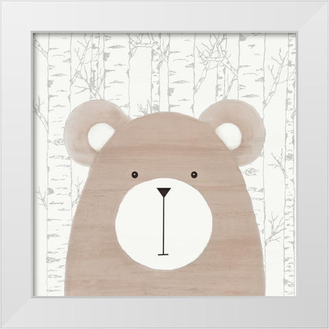 Woodland Friends 1 White Modern Wood Framed Art Print by Kimberly, Allen