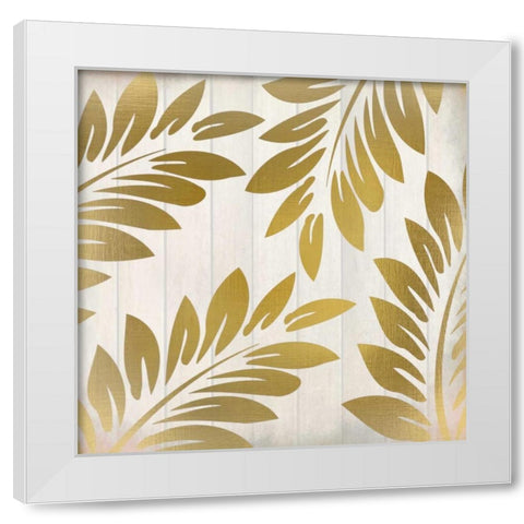 Golden Ferns 1 White Modern Wood Framed Art Print by Allen, Kimberly