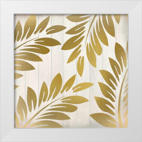 Golden Ferns 1 White Modern Wood Framed Art Print by Allen, Kimberly