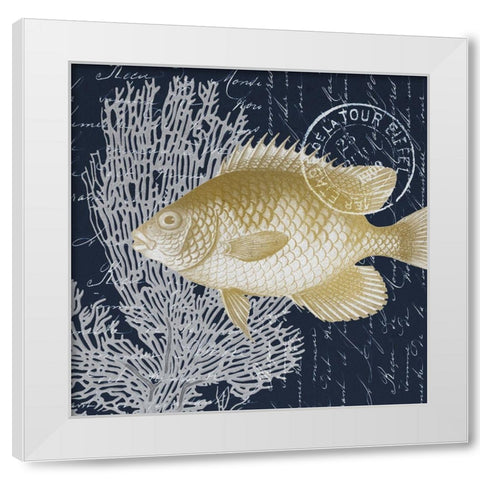 Fish Blues 2 White Modern Wood Framed Art Print by Kimberly, Allen