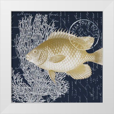 Fish Blues 2 White Modern Wood Framed Art Print by Kimberly, Allen