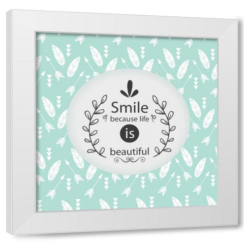 Smile Because White Modern Wood Framed Art Print by Allen, Kimberly