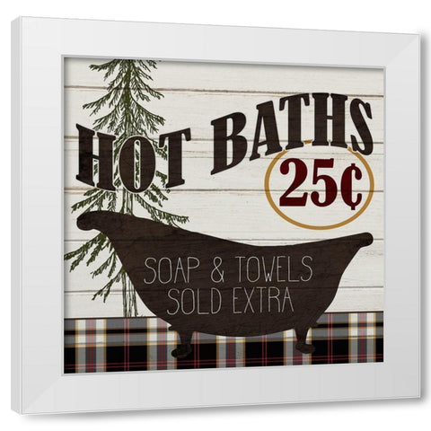 Hot Baths White Modern Wood Framed Art Print by Kimberly, Allen
