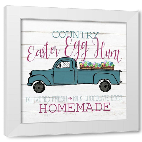 Country Egg Hunt White Modern Wood Framed Art Print by Kimberly, Allen
