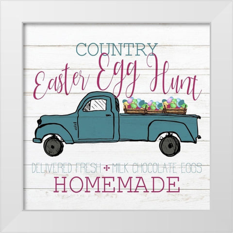 Country Egg Hunt White Modern Wood Framed Art Print by Kimberly, Allen