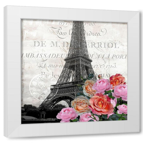 Paris Blooms 1 White Modern Wood Framed Art Print by Kimberly, Allen