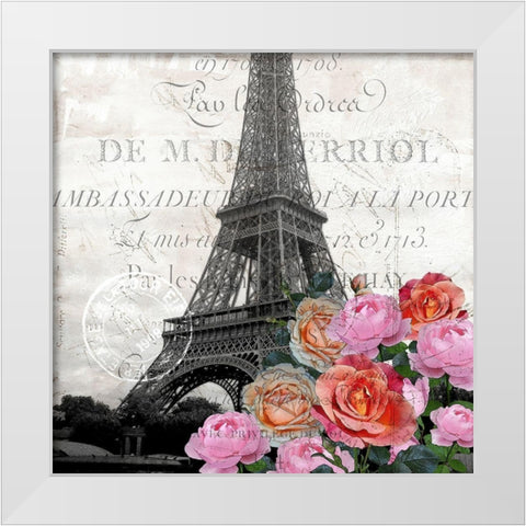 Paris Blooms 1 White Modern Wood Framed Art Print by Kimberly, Allen