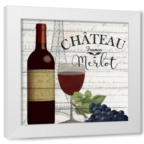 Vino Paris 1 White Modern Wood Framed Art Print by Kimberly, Allen