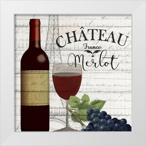 Vino Paris 1 White Modern Wood Framed Art Print by Kimberly, Allen