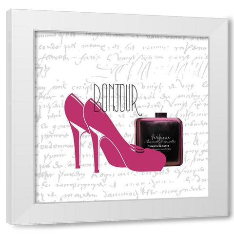 Perfume Floral 3 White Modern Wood Framed Art Print by Kimberly, Allen