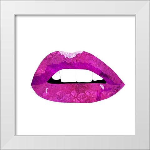 Pink Lips 3 White Modern Wood Framed Art Print by Kimberly, Allen
