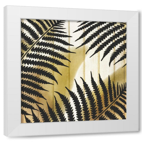 Tropical Leaves Golden 1 White Modern Wood Framed Art Print by Allen, Kimberly