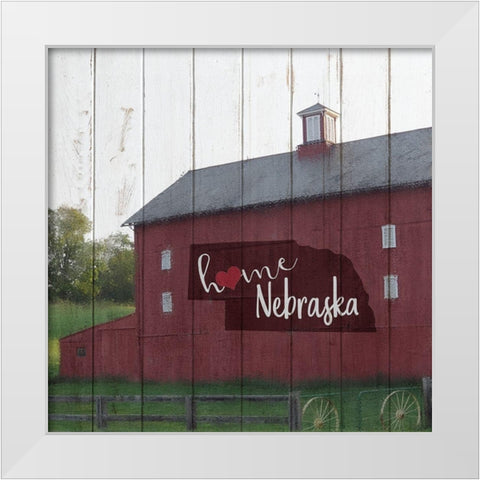 Home Nebraska White Modern Wood Framed Art Print by Kimberly, Allen