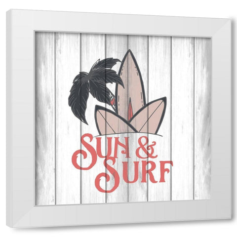 Sun and Surf White Modern Wood Framed Art Print by Kimberly, Allen
