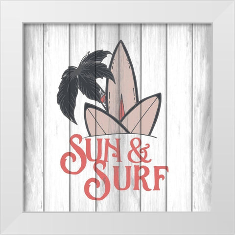 Sun and Surf White Modern Wood Framed Art Print by Kimberly, Allen