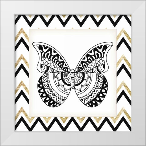 Zig Zag Butterfly 1 White Modern Wood Framed Art Print by Allen, Kimberly