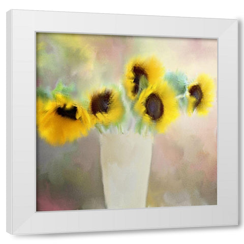 Sunny Bouquet White Modern Wood Framed Art Print by Kimberly, Allen