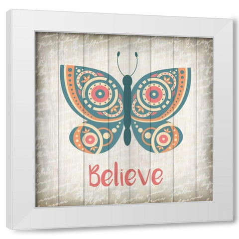 Butterfly Believe White Modern Wood Framed Art Print by Allen, Kimberly