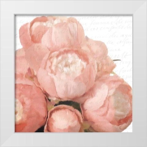 Soft Pink Peony Bunch White Modern Wood Framed Art Print by Kimberly, Allen