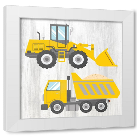 Tractor and Trucks 1 v2 White Modern Wood Framed Art Print by Kimberly, Allen