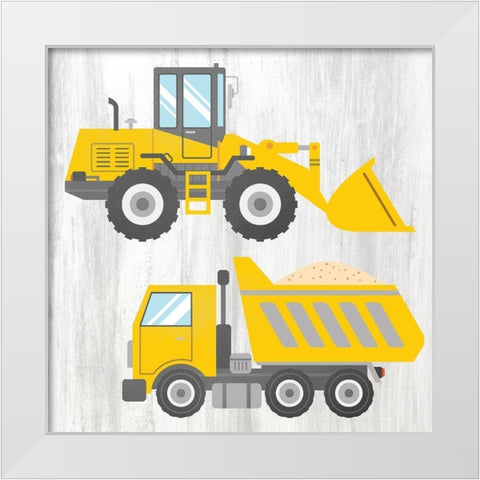 Tractor and Trucks 1 v2 White Modern Wood Framed Art Print by Kimberly, Allen