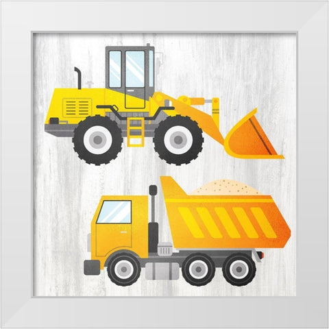 Tractor and Trucks 1 v2 White Modern Wood Framed Art Print by Kimberly, Allen