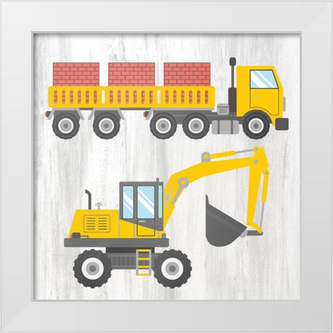 Tractor and Trucks 3 v2 White Modern Wood Framed Art Print by Kimberly, Allen