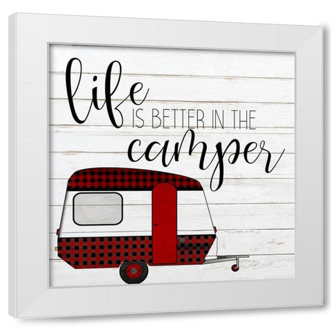Happy Camper 1 White Modern Wood Framed Art Print by Kimberly, Allen