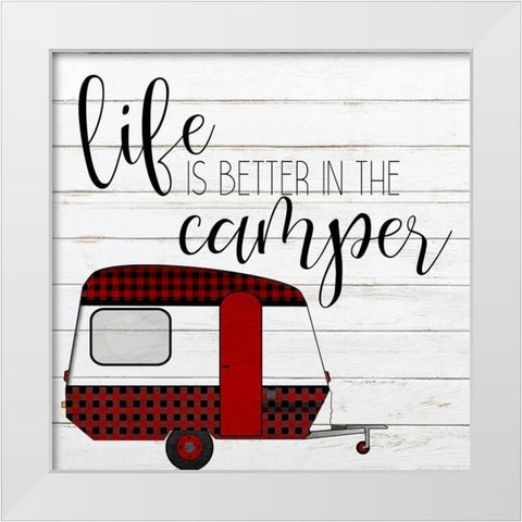 Happy Camper 1 White Modern Wood Framed Art Print by Kimberly, Allen