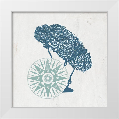 Sea Blues 3 White Modern Wood Framed Art Print by Kimberly, Allen