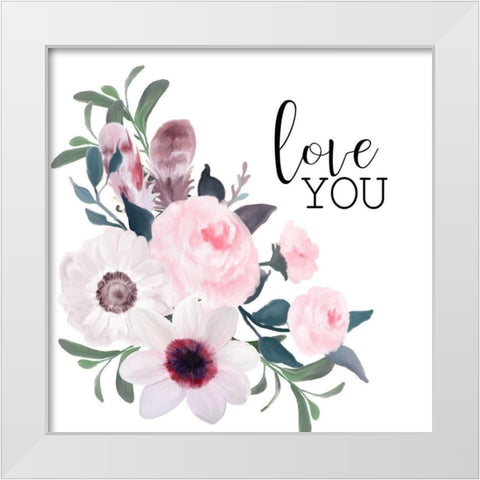Love You White Modern Wood Framed Art Print by Kimberly, Allen