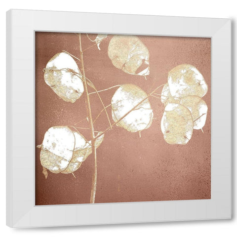 Rose Gold Leaves 1 White Modern Wood Framed Art Print by Kimberly, Allen