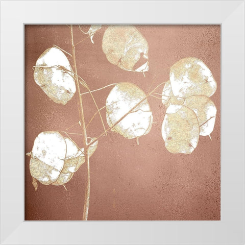 Rose Gold Leaves 1 White Modern Wood Framed Art Print by Kimberly, Allen